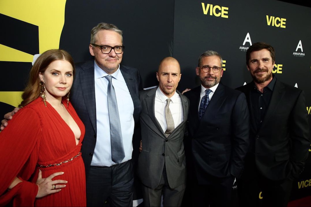 Amy Adams, Adam McKay, Sam Rockwell, Steve Carell and Christian Bale at the "Vice" movie premiere