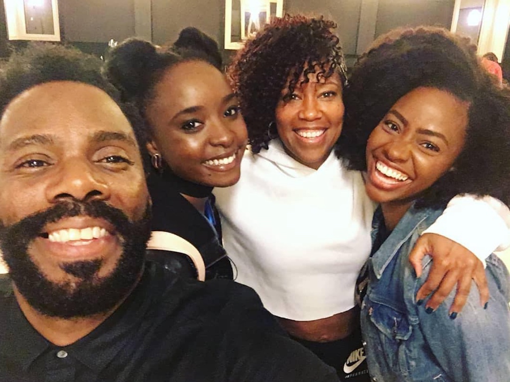 A behind-the-scenes shot of "If Beale Street Could Talk" cast Colman Domingo, KiKi Layne, Regina King and Teyonah Parris 