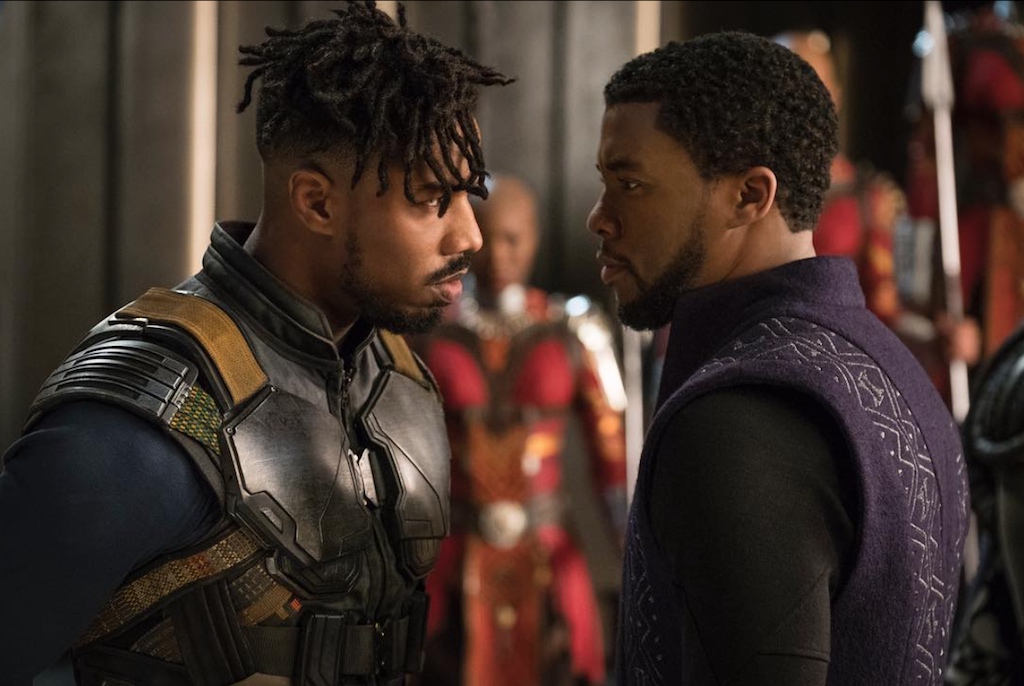 Michael B. Jordan and Chadwick Boseman face off in "Black Panther" 