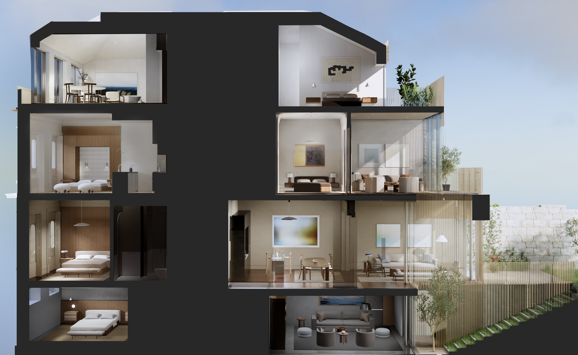 Casa Duque Cross Section - All Four Units