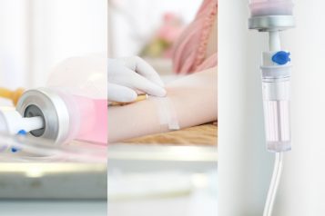 Three,Picture,Of,Pink,Beauty,Vitamin,Iv,Drip,At,Clinic