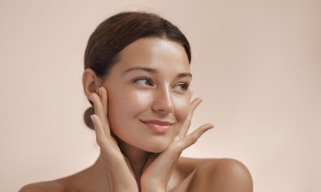 model posing with makup on