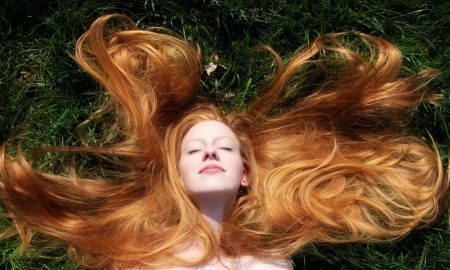 model posing in the garden
