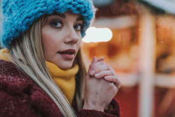 model posing in the cold