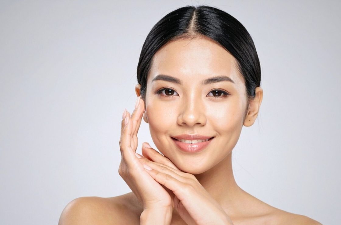 asian model with face glow