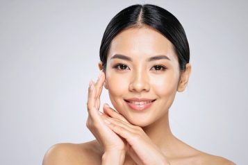 asian model with face glow