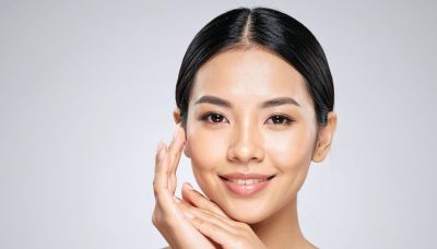 asian model with face glow