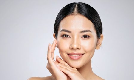 asian model with face glow