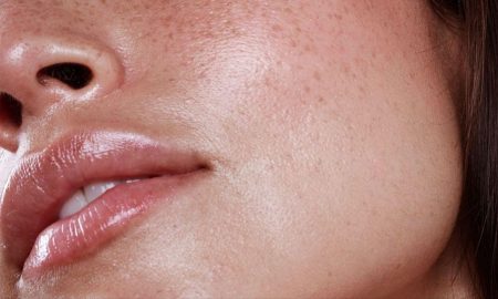 closeup of model face