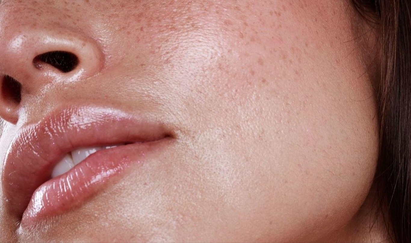 closeup of model face