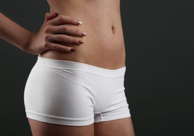 model slim stomach closeup