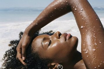 black model on the beach