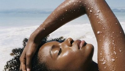 black model on the beach