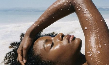 black model on the beach