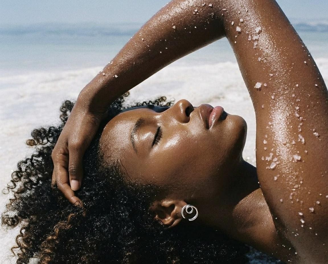 black model on the beach