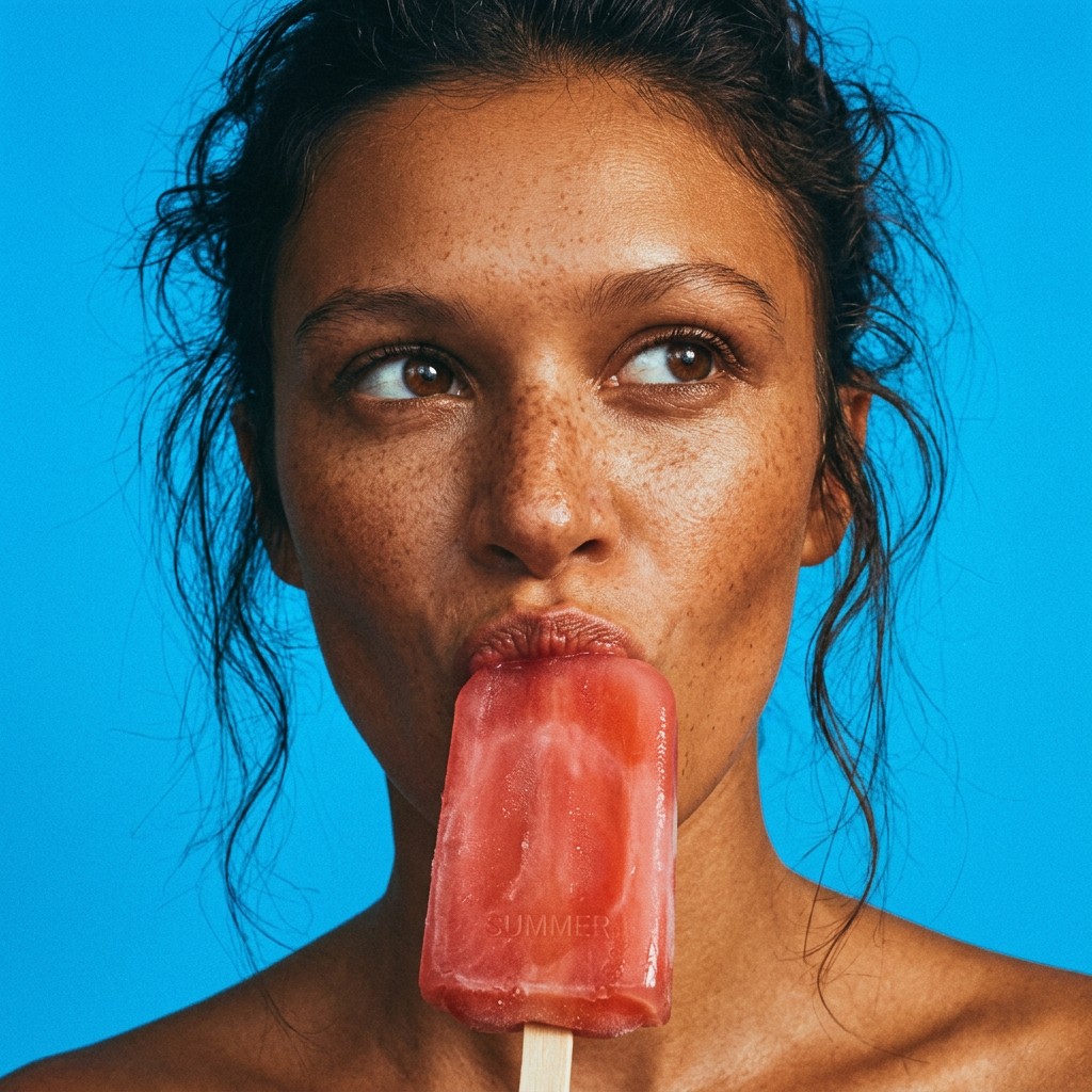model posing with icecream