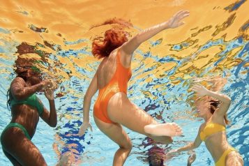 women in pool