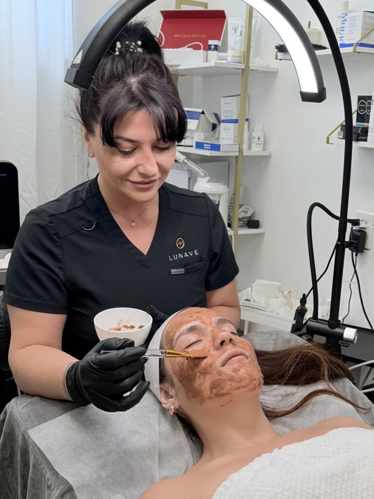 Facial treatment at Lunavé Beauty skincare studio in Hasbrouck Heights