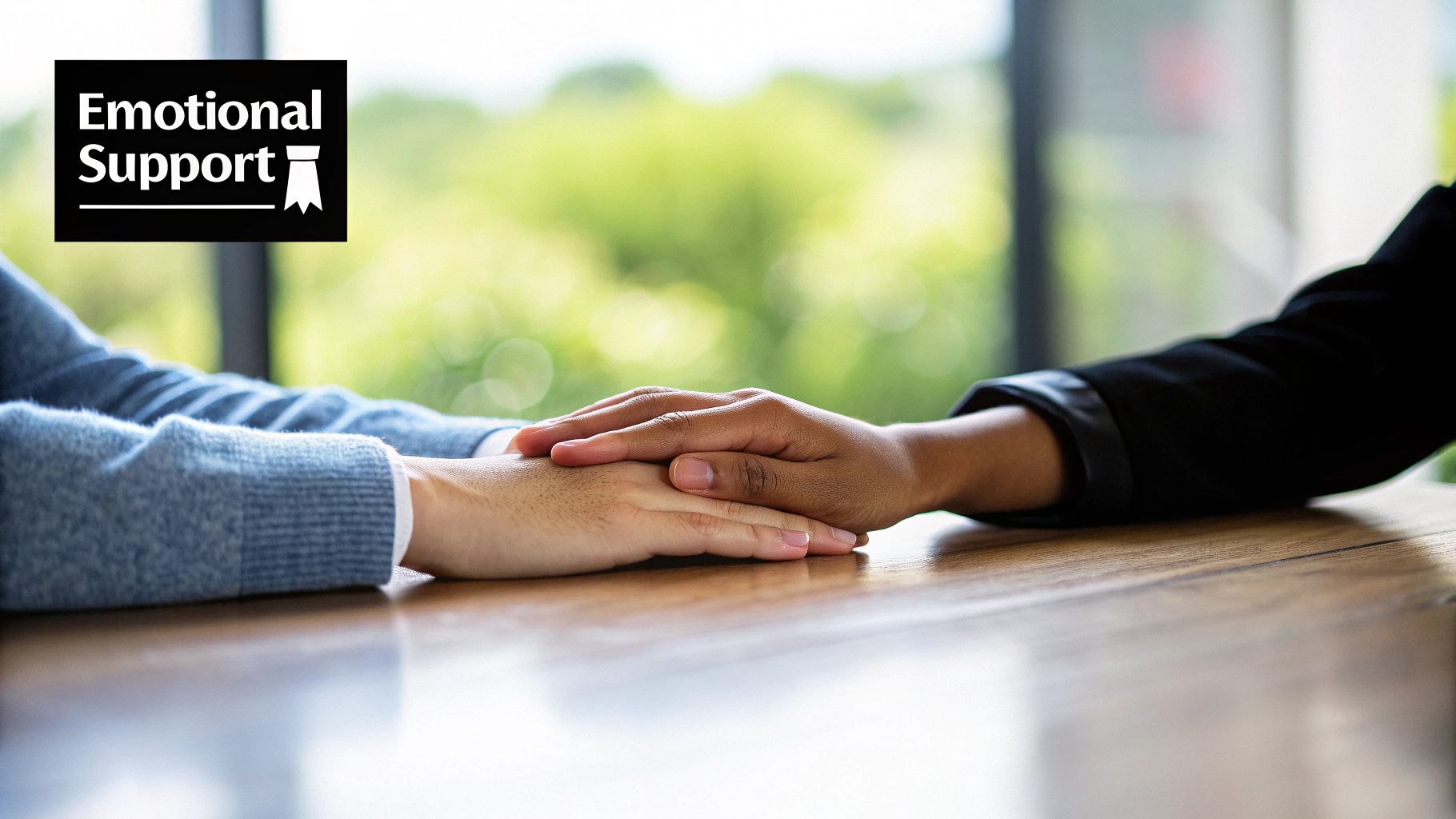 hold hand for emotional support