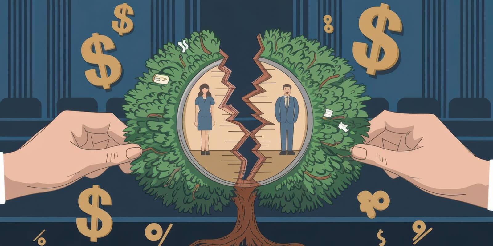 symbolizing the financial struggles of divorce and its emotional toll