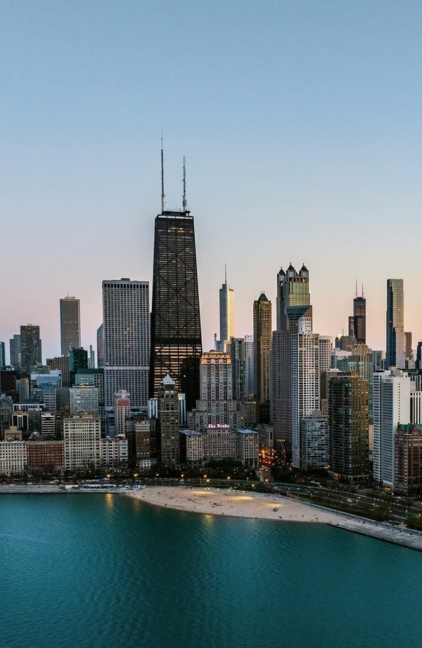 The Chicago skyline along the lakefront — including the John Hancock Center and Streeterville