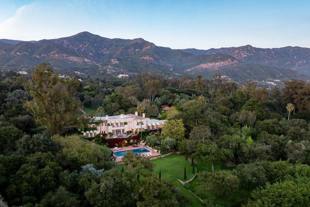 Aerial view of the ±10.5 acre Montecito estate