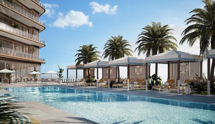 Four Seasons Private Residences Coconut Grove pool deck with cabanas