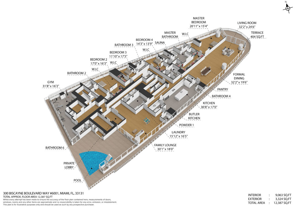 Floor plan - 300 Biscayne Boulevard Way #6001, 12,387 total sq ft