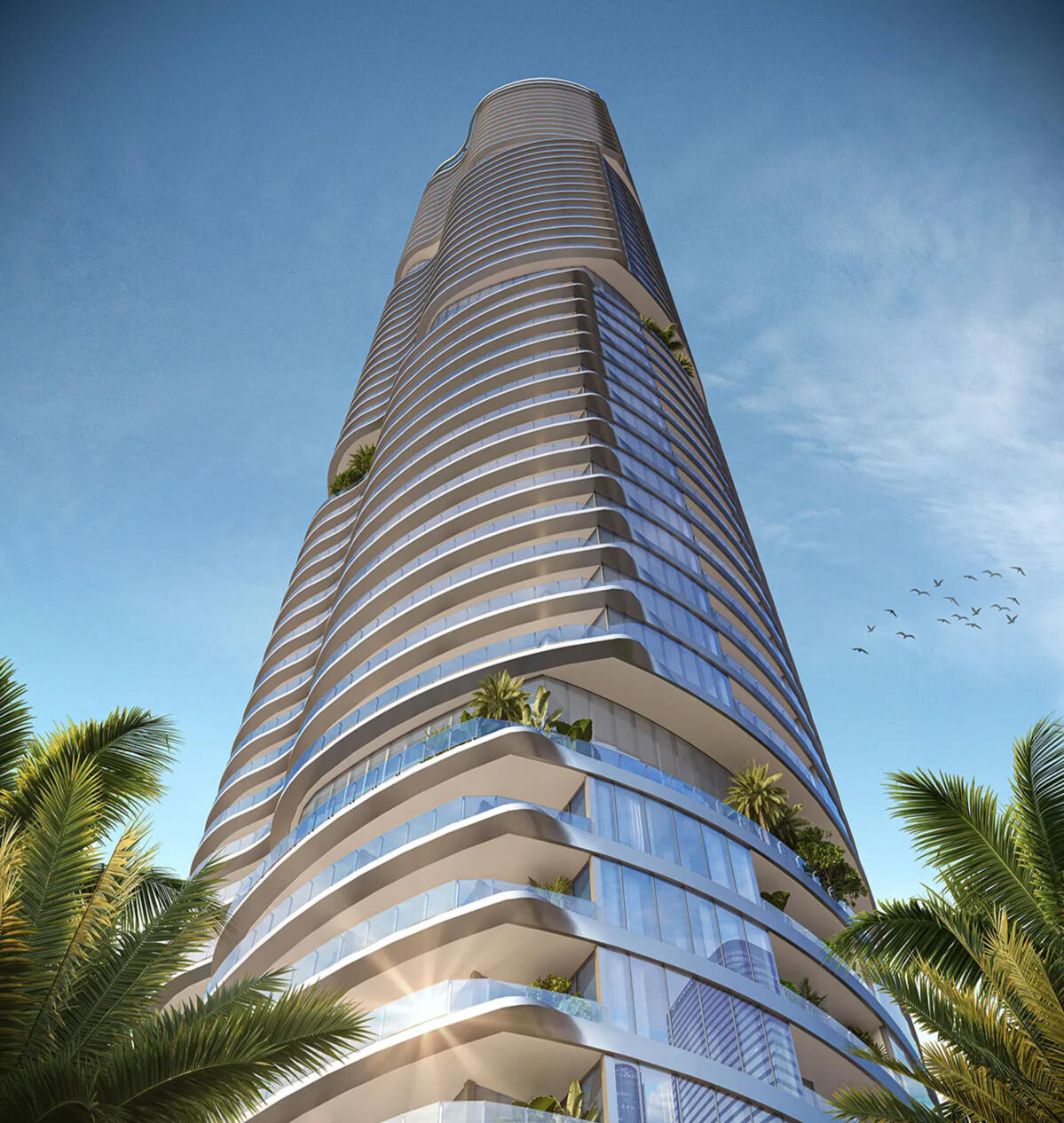 619 Brickell tower rising over Brickell Bay, a defining South Florida branded residence