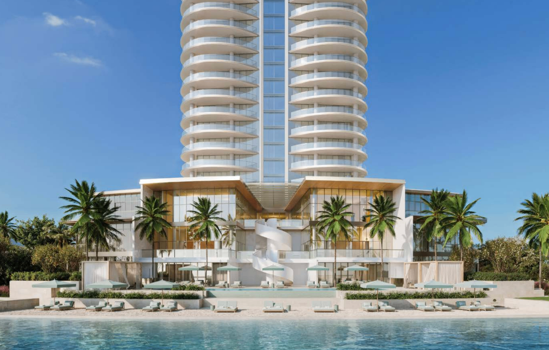 Twin-tower branded residence with private beachfront and pool deck