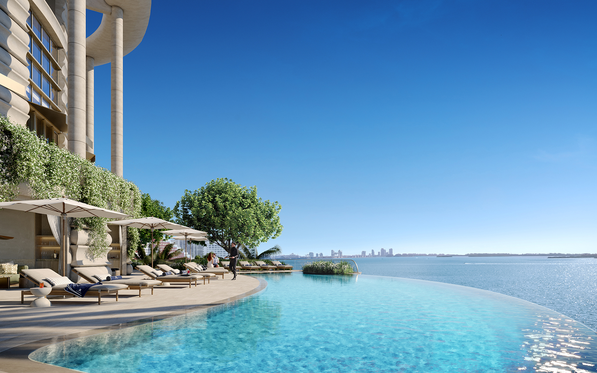 The St. Regis Residences, Miami — Brickell pool overlooking Biscayne Bay