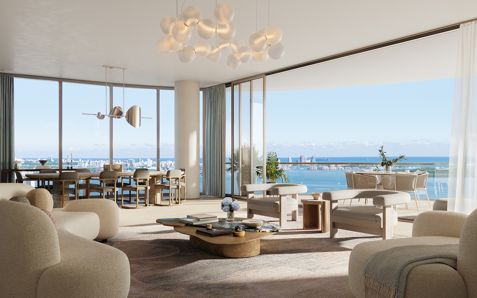 St. Regis Brickell living room with bay view