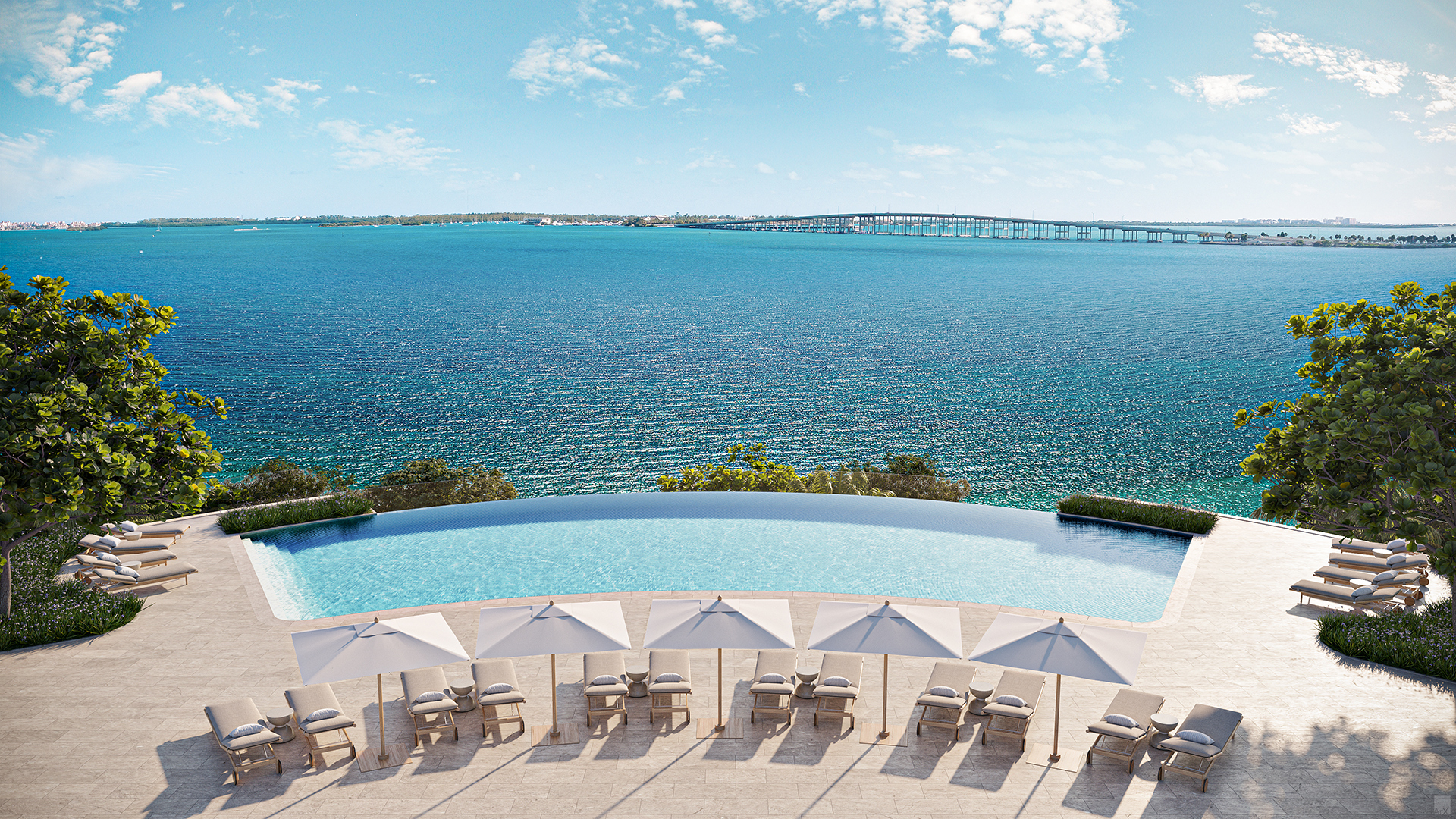 St. Regis Brickell pool overlooking Biscayne Bay