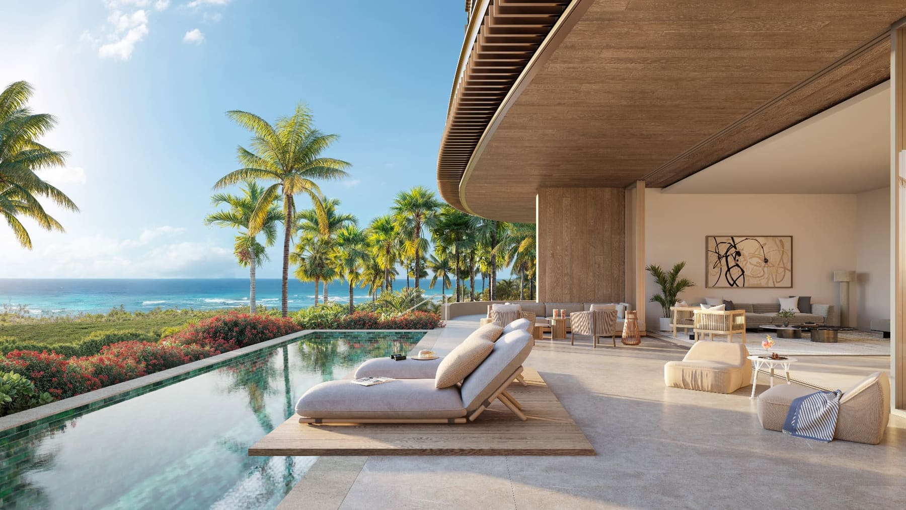 Aerial view of a luxury waterfront estate