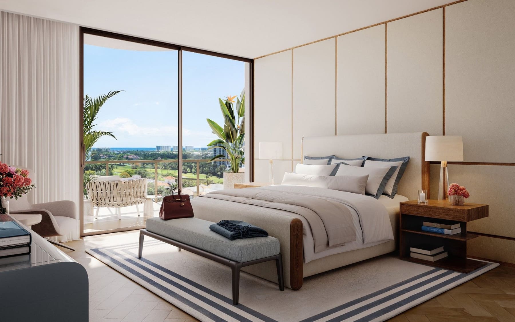 Mr. C Residences Boca Raton bedroom with ocean views