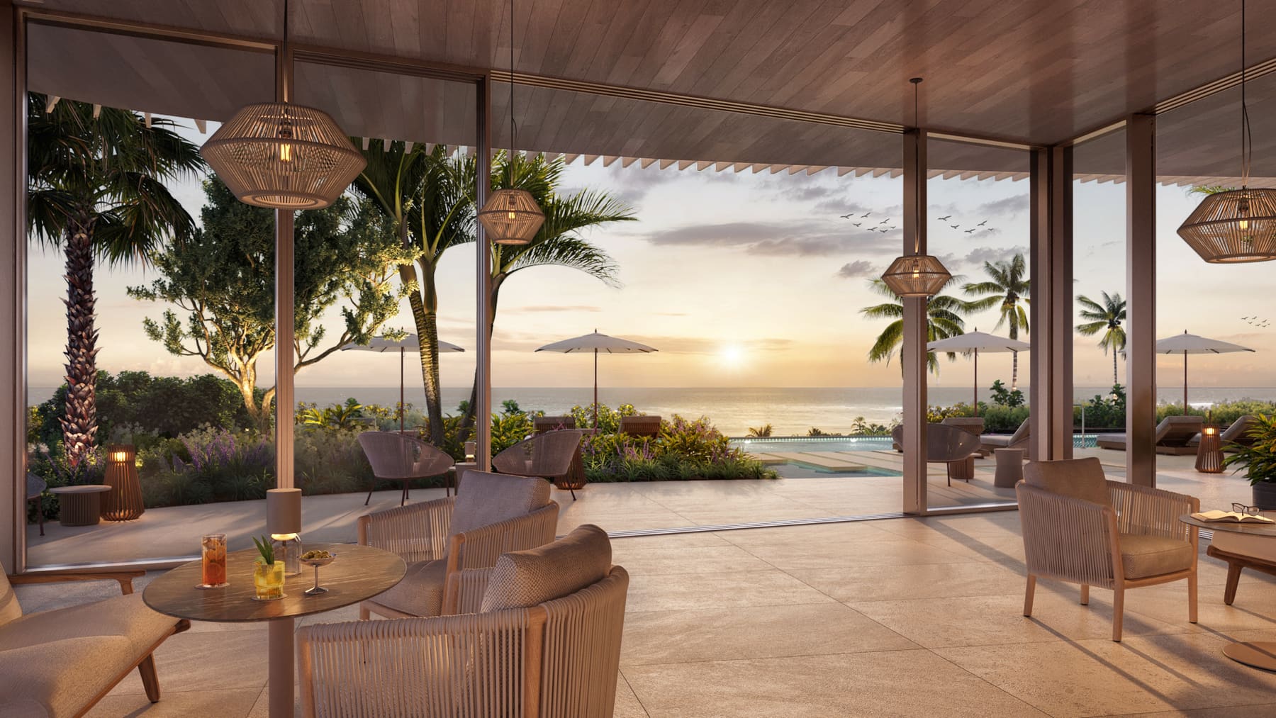 Mandarin Oriental Residences Grand Cayman - Ocean House Lounge at Sunset