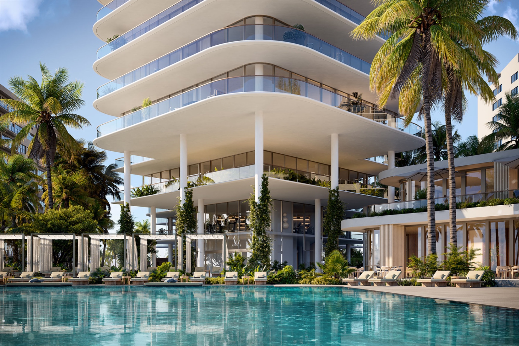 The Perigon beachfront pool with uninterrupted ocean views