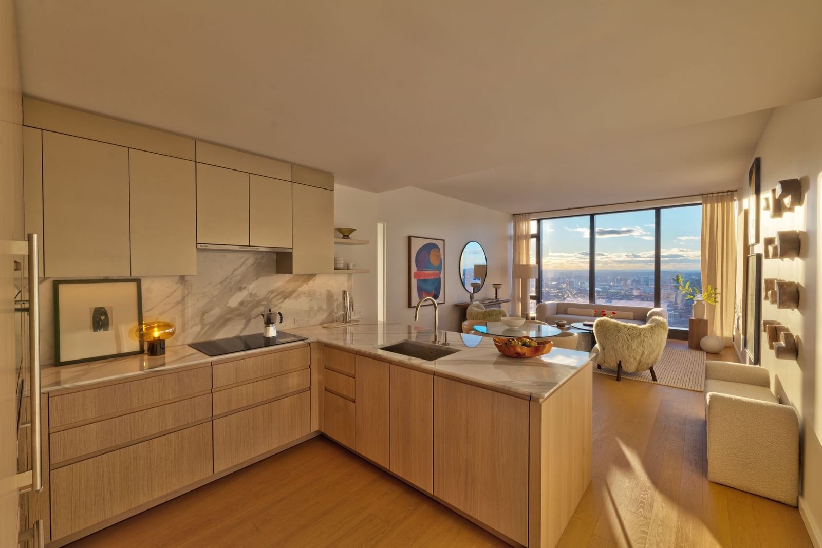 South Station Tower kitchen and living space