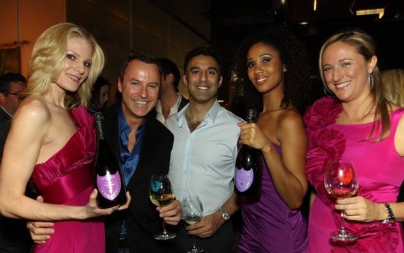 Celebrated interior designer and event planner Colin Cowie with guests at Mandarin Oriental, Las Vegas