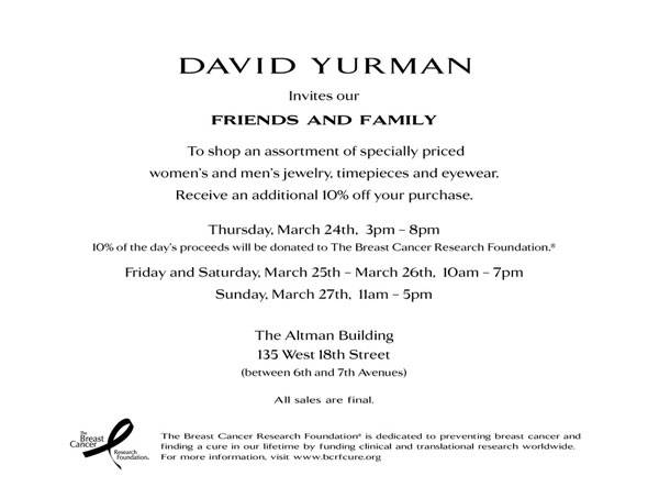 David Yurman Sample Sale at the Altman Building in NYC