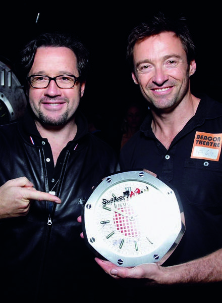 Francois-Henry Bennahmias and Hugh Jackman attend the Audemars Piguet Green Room and Gift Suite during the 65th Annual Tony Awards at the Beacon Theatre on June 12, 2011 in New York City.