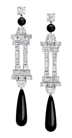 Blk & White Mixed Cut Diamond Earrings with Onyx