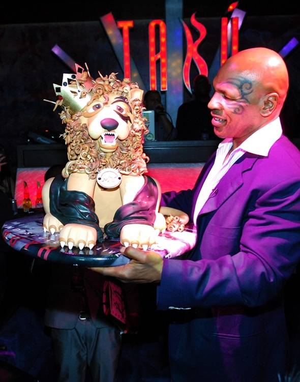 Mike Tyson with Lion Cake at Tabú Ultra Lounge
