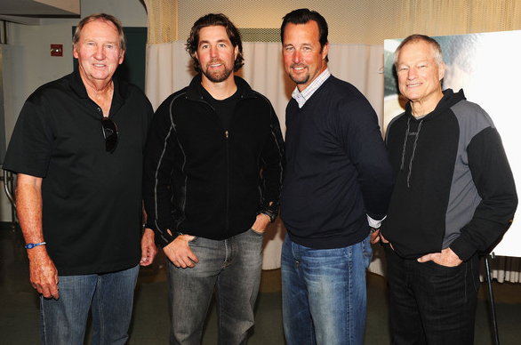 Former MLB player Charlie Hough, New York Mets pitcher R.A. Dickey, former MLB player Tim Wakefield and former MLB player Jim Bouton 