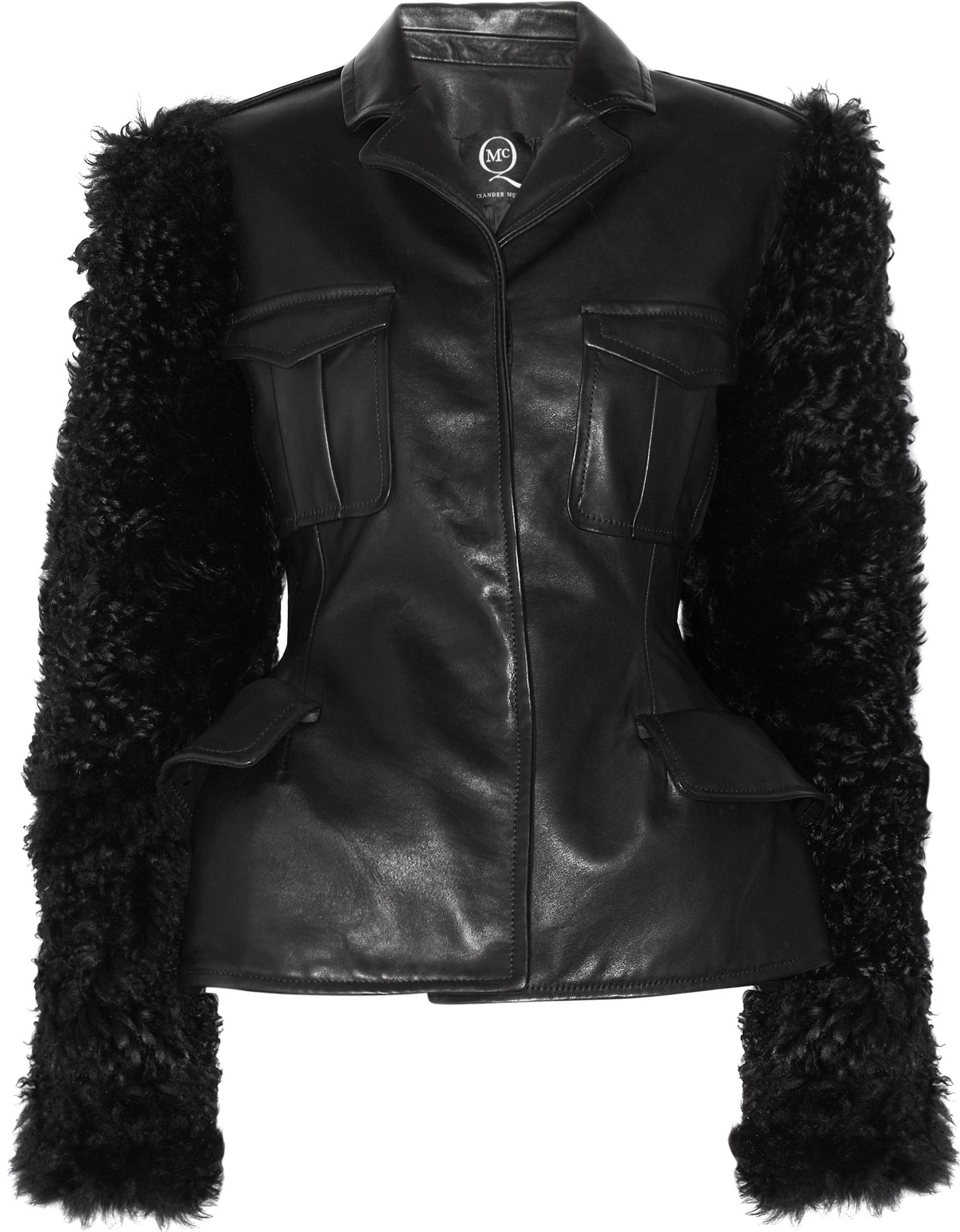 322568_McQ Alexander McQueen - Military Leather and Shearling Jacket NET-A-PORTER