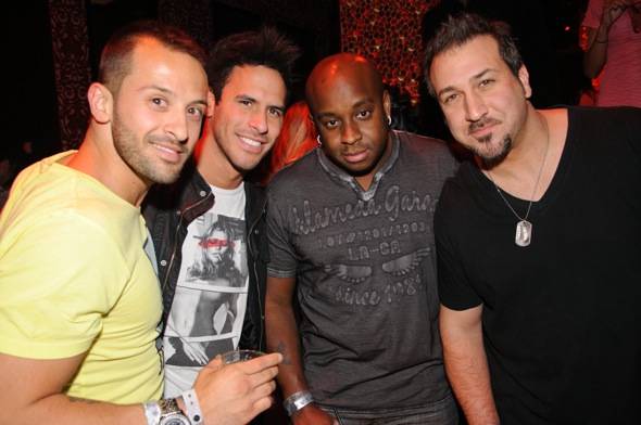 Joey Fatone far right with friends at TAO