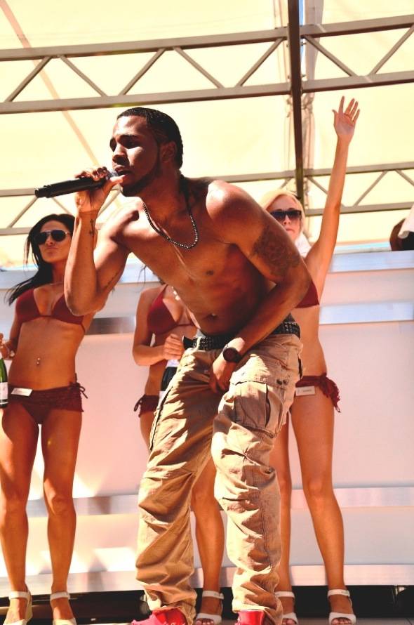 Jason Derulo on stage at Ditch Fridays pool party at Palms Casino Resort in Las Vegas 6.8.12