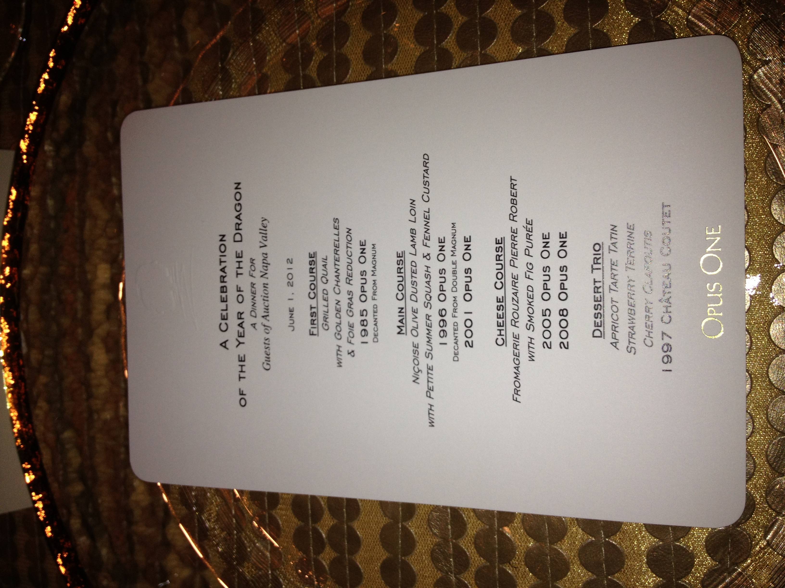 A Haute Experience At Opus One: The Opus One Dinner At Auction Napa Valley