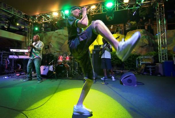 Yellowman performs at the Hard Rock pool in Las Vegas on Friday, Sept. 14, 2012.