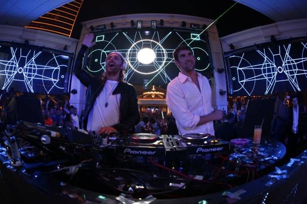 XS Nightclub 9.2.12 - David Guetta & Michael Phelps